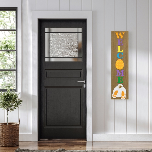 Welcome Easter Egg Wooden Porch Board Sign - 39.25"