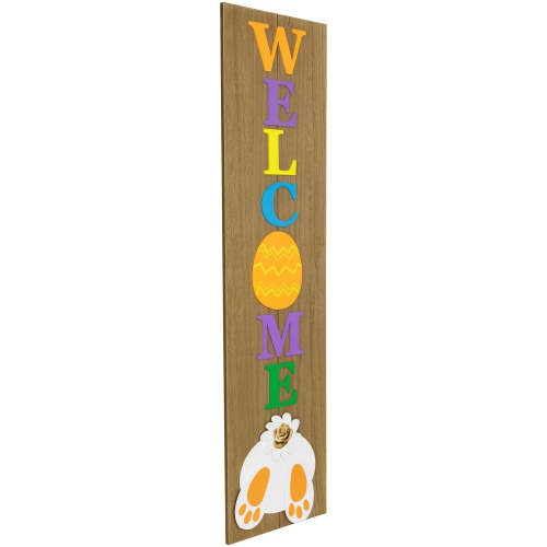 Welcome Easter Egg Wooden Porch Board Sign - 39.25"