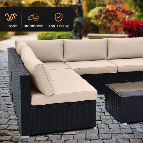 Costway 10 PCS Patio Rattan Furniture Set Outdoor Wicker Sofa Table Cushioned Seat Black/Brown