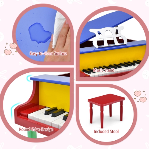 COSTWAY Piano Classique pour Enfants à 30 Touches avec Banc, pour