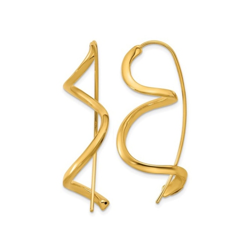 GEM AND HARMONY  14K Gold Spiral Threader Dangle Earrings In Yellow