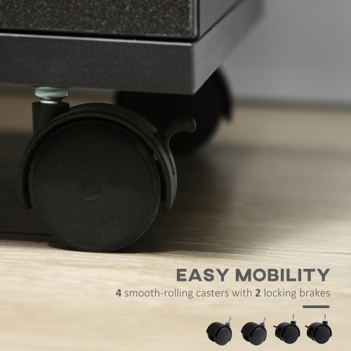 Vinsetto Small File Cabinet with 3 Drawers and Lock, Mobile Vertical Filing Cabinet with Wheels, Under Desk Office Drawer, 15.7" x 15.7" x 24.2",