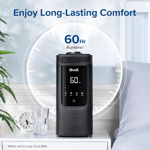 LEVOIT Humidifiers For Bedroom Large Room, 6L Smart Cool and Warm Mist Humidifier For Baby and Plant, Easy Top Fill, Essential Oil Diffuser,