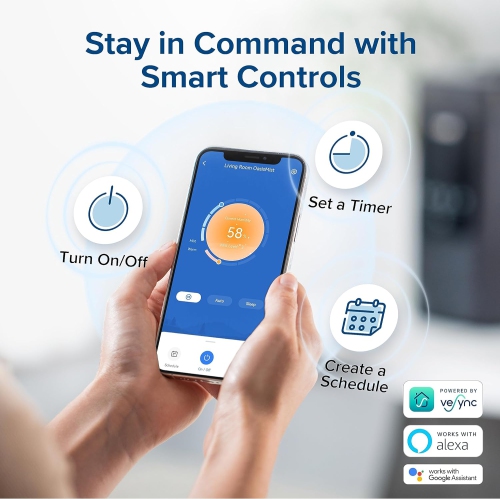 LEVOIT Humidifiers For Bedroom Large Room, 6L Smart Cool and Warm Mist Humidifier For Baby and Plant, Easy Top Fill, Essential Oil Diffuser,