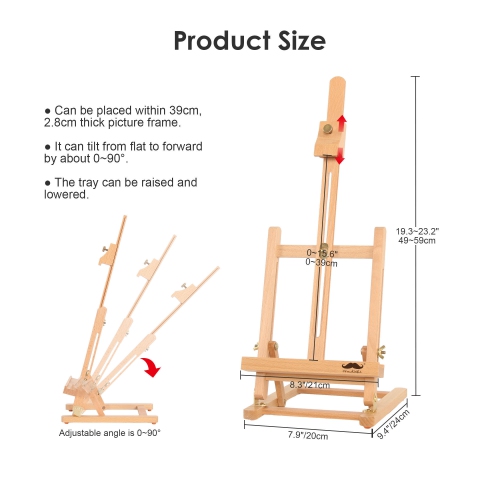 23"H Basic Tabletop Adjustable H-Frame Easel, Hold Canvas up to 16"