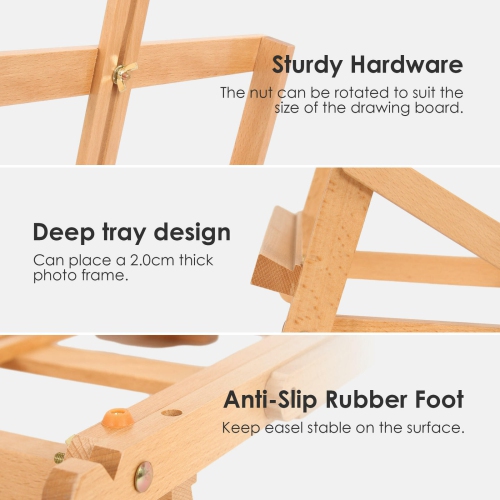 Adjustable Beechwood H-Frame Studio Desktop Easel, Holds Canvas up to 21"