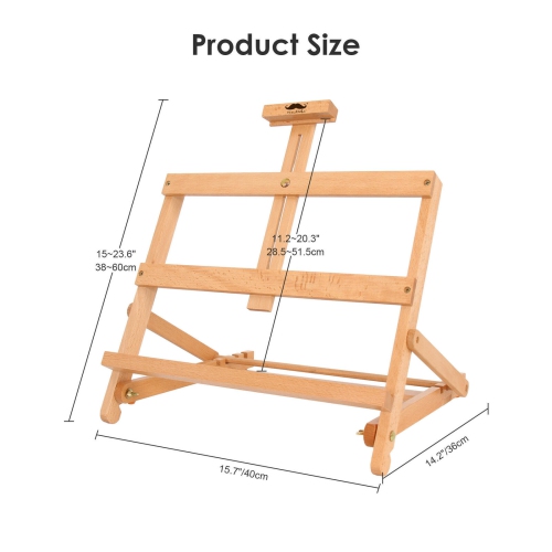 Adjustable Beechwood H-Frame Studio Desktop Easel, Holds Canvas up to 21"