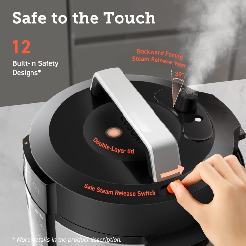 COSORI Electric Pressure Cooker 6 Quart, 9-in-1 Instant Multi Cooker, 13 Presets, Rice Slow Sauté, Sous Vide, Sterilizer, Recipes