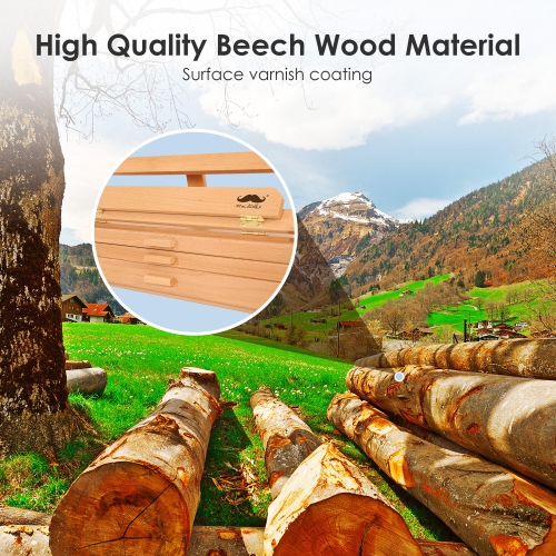 Versatile Tabletop Easel with 3 Drawers, Adjustable Solid Beech Wood Table Sketch Box and Portable Art Organizer Storage Box Easel