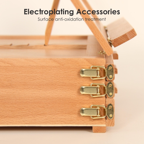 Versatile Tabletop Easel with 3 Drawers, Adjustable Solid Beech Wood Table Sketch Box and Portable Art Organizer Storage Box Easel