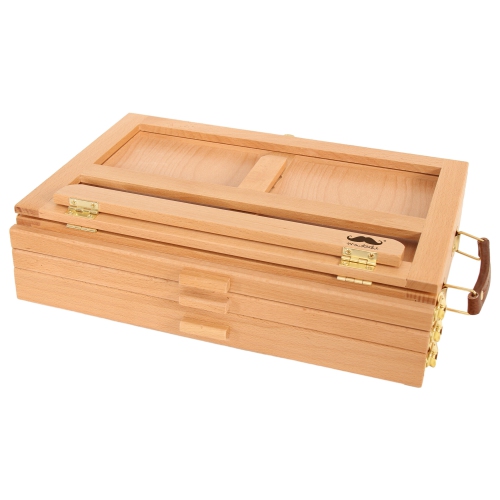 Versatile Tabletop Easel with 3 Drawers, Adjustable Solid Beech Wood Table Sketch Box and Portable Art Organizer Storage Box Easel