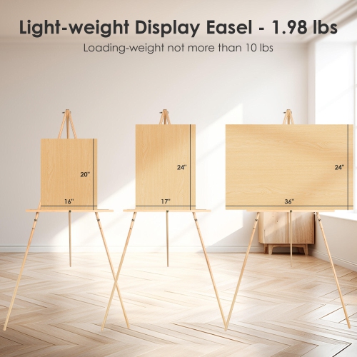 63" Foldable Lightweight Display Easel for Students and Artists, Wooden Tripod Versatile Easel Stand for Wedding Sign and Poster