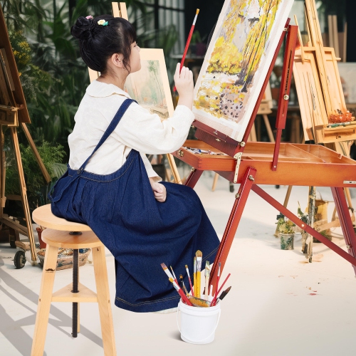 Wooden Drafting Chair and Stools, 18.9-25.6inch Adjustable Height Stool Chair, Artist Stool and Office Studio Stool with 176lbs Loading