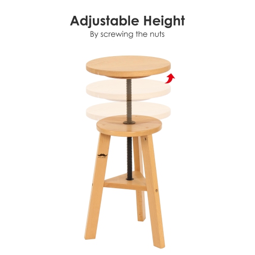 Wooden Drafting Chair and Stools, 18.9-25.6inch Adjustable Height Stool Chair, Artist Stool and Office Studio Stool with 176lbs Loading