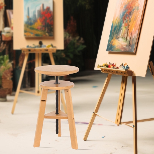 Wooden Drafting Chair and Stools, 18.9-25.6inch Adjustable Height Stool Chair, Artist Stool and Office Studio Stool with 176lbs Loading