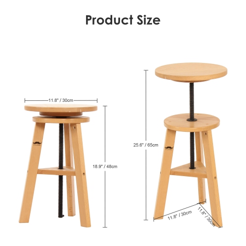 Wooden Drafting Chair and Stools, 18.9-25.6inch Adjustable Height Stool Chair, Artist Stool and Office Studio Stool with 176lbs Loading
