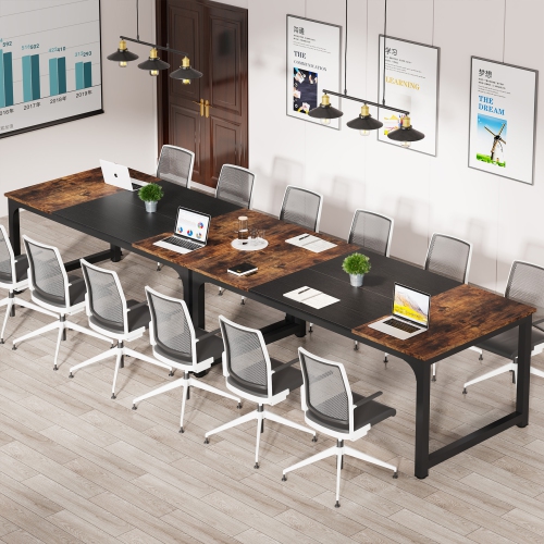 Tribesigns 62.99” Executive Desk, Large Office Computer Desk Meeting Room Table with Thicken Frame Rustic Brown