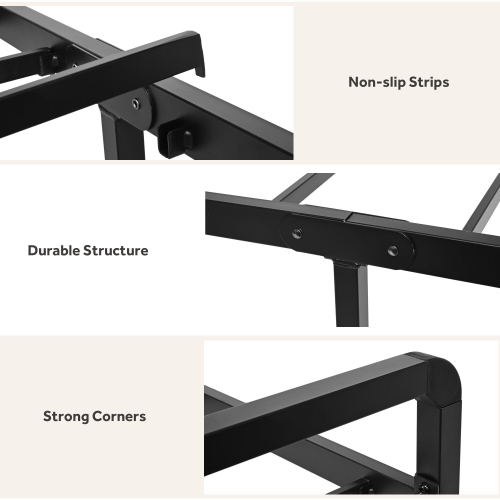 Cadre de lit simple avec tête et pied de lit, cadre de lit plateforme en métal robuste