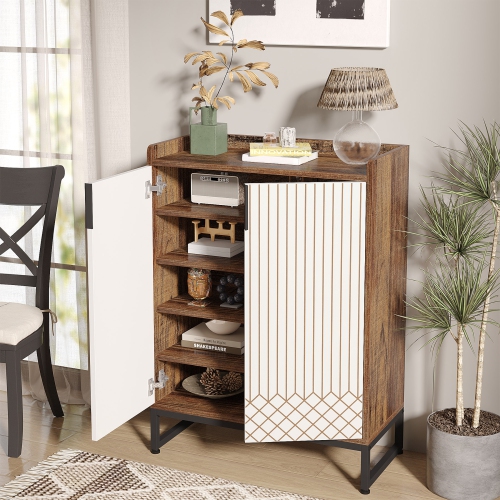 Tribesigns Wood 5-Tier Shoe Cabniet with Door, Freestanding Shoe Storage Organizer for Bedroom