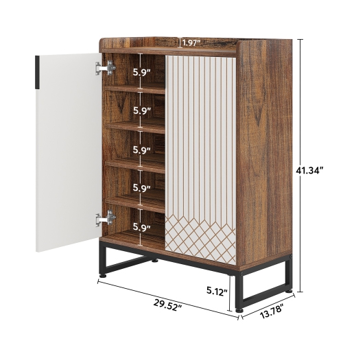 Tribesigns Wood 5-Tier Shoe Cabniet with Door, Freestanding Shoe Storage Organizer for Bedroom
