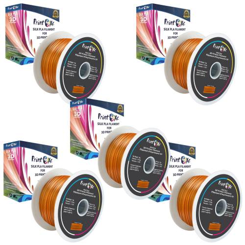 Image 1 of 2.. Orange Colour 5 KG Net Material on 5 Spools of 3D PLA like SILK Filament 5 Packs Orange 1.75 mm Diameter Each Weight 1 Kg PRINTOXE® Brand