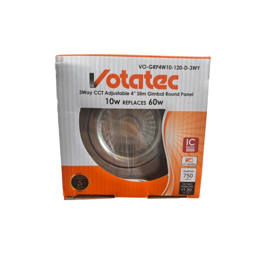 VOTATEC LED SLIM GIMBAL ROUND PANEL 4" 3CCT 10W BRUSH NICKEL