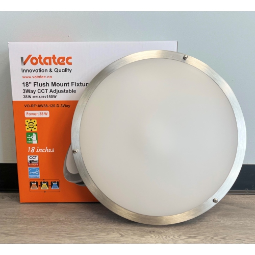 VOTATEC DOUBLE RING LED FLUSH MOUNT 18" 3CCT 38W