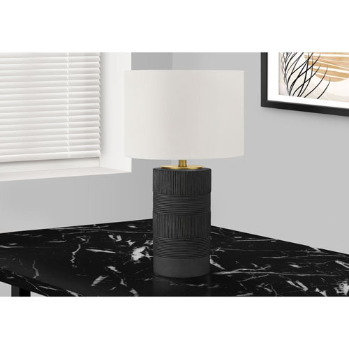 Monarch Contemporary 24" Resin/Linen Table Lamp - Black/Cream