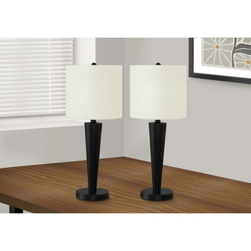 Monarch Contemporary 24" Table Lamp with USB Port - Black/Cream - Set of 2