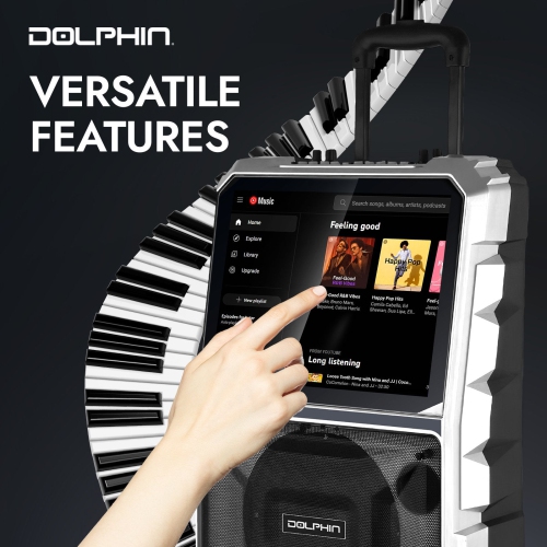 Dolphin KB-85R Portable Karaoke Machine with Touchscreen & Wireless Microphone