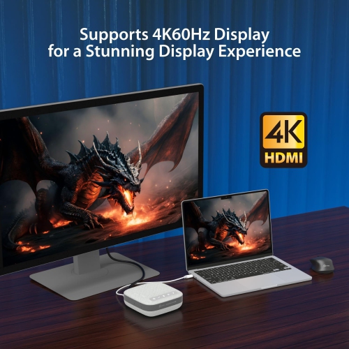 Open box - j5create USB-C 4K Speakerphone Dock - Grey/White