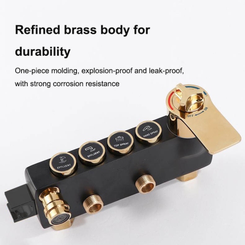 Shower Set Bathroom Shower Black Gold Shower Faucet with Spray Gun Shower Set Supercharged Top Spray Lift Shower System Four Gears Water Supply
