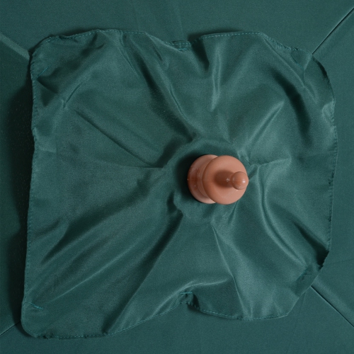 Outsunny 6.6x5ft Fir Wooden Patio Umbrella Square Market Parasol Tilt Mechanism 6 Ribs Garden Sunshade Green