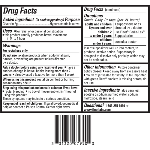 FLEET Glycerin Suppositories Adult 50'S, 50 CT