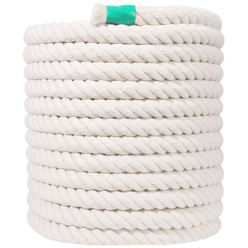 1 Inch Twisted Cotton Rope - 100 Feet Natural White - Thick and