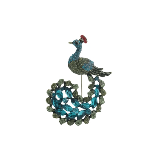 Elegant Women's Peacock Brooch - Fashionable Crystal Bird Lapel