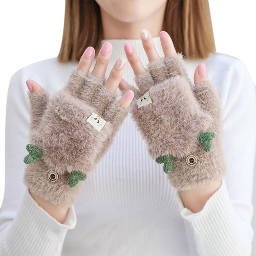 Fluffy Antler Touch Screen Mittens for Women - Convertible Winter  Fingerless Gloves for Girls