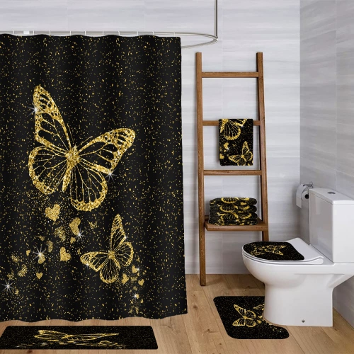 Shower curtain sets with rugs and towels best sale and accessories