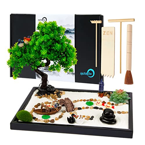 Zen Garden Kit, Large Wood Sand Tray Set, Bamboo Tools, 12 Accessories,  Home Office Decor, Relaxation Gifts for Women