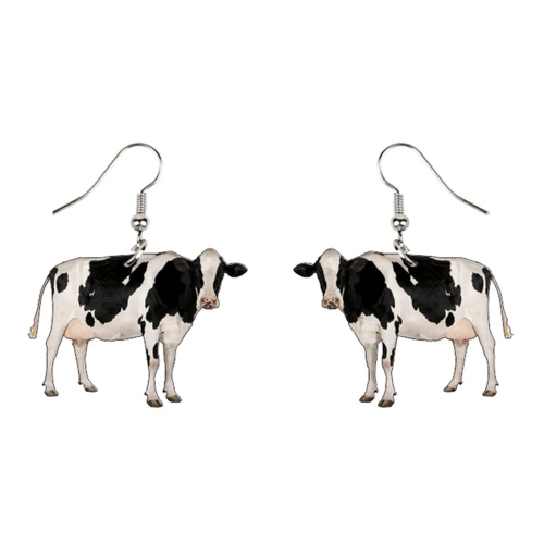 Animal Print Drop and Dangle Earrings - White/Black