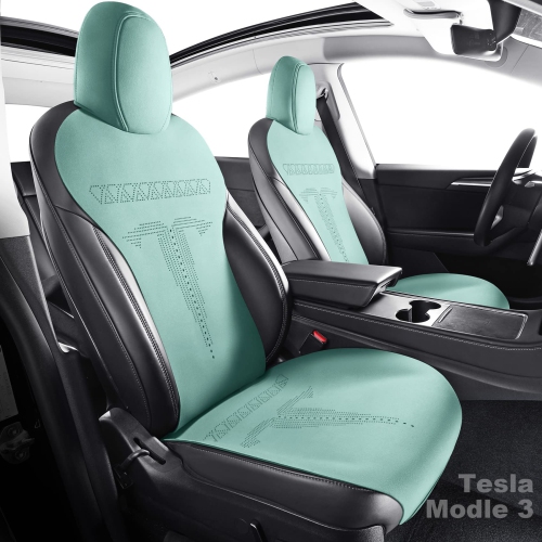 Housses de siège vert Premium pour Tesla Model 3 - Ensemble