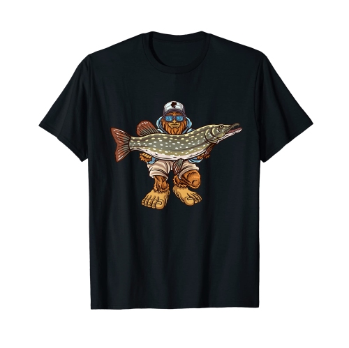 Bigfoot Hunting Fishermen T-Shirt for Fishing Enthusiasts