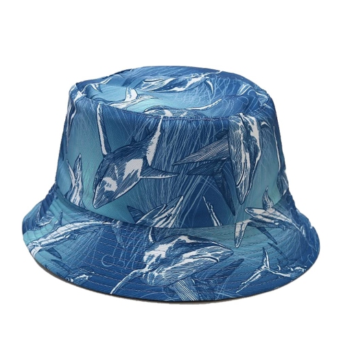 Packable Reversible Bucket Hat for Men and Women - Blue Shark Print - Ideal  for Outdoor Travel, Hiking, and Beach - Fisherman Sun Hat