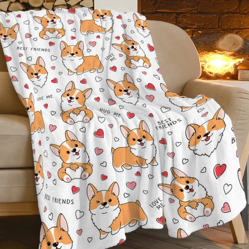 Corgi Blanket Cute Pet Dog Throw Blanket Super Soft Flannel