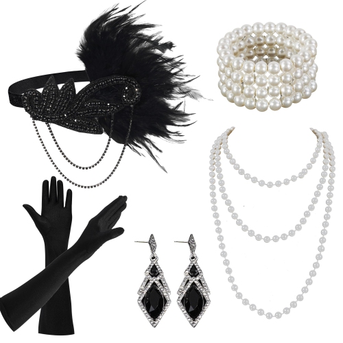 Ensemble d'accessoires des années 1920, accessoires Gatsby le magnifique  pour femme