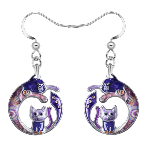 Lilac Enamel Alloy Cat Earrings - Charming Fish Hook Dangle Jewelry for  Women & Girls - Perfect Holiday Accessories & Gifts