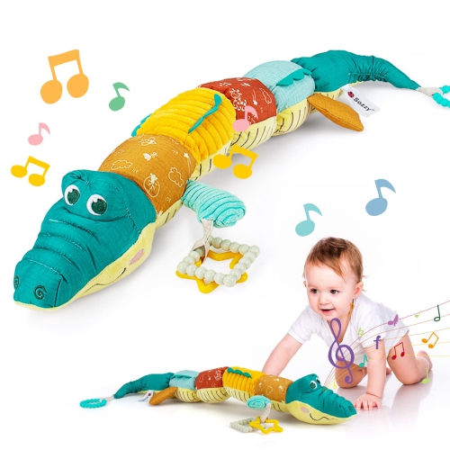 Bébé bébé bébé animal en peluche musical jouets souples avec effet froissé  multisensoriel, hochet et textures pendant 0-12 mois
