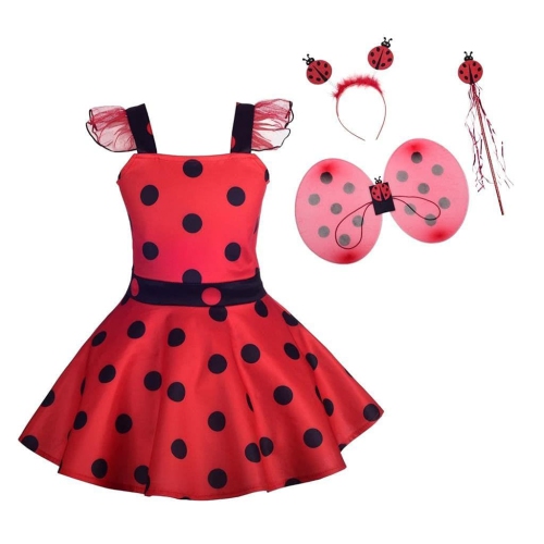 Costume coccinelle pois rouges avec accessoires pour petites