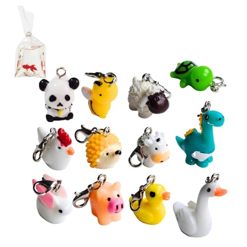 Cute Badge Reel Charm Holder Set - Mini Cool Funny Animal Charms for Nurses  & Teachers - ID Name Tag Clip for Medical Office Workers & Nursing Students  - 13 PCS Accessory
