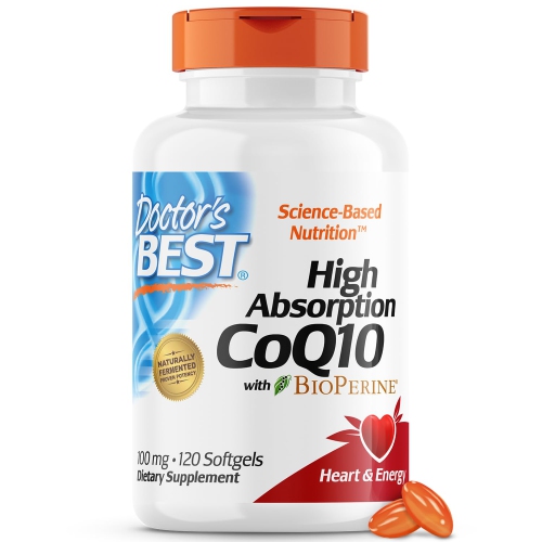 DOCTOR'S BEST  High Absorption Coq10 With Bioperine, Gluten Free, Naturally Fermented, Heart Health, Energy Production, 100 Mg, 120 Count